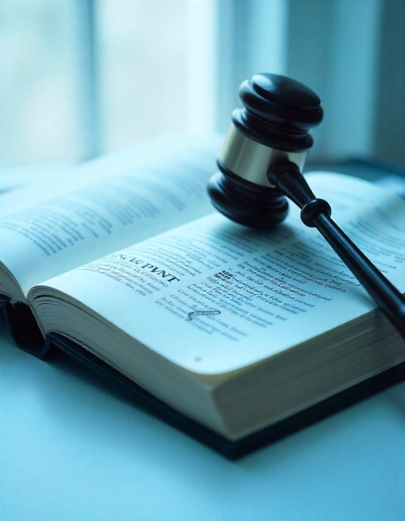 Open book titled “Landlord and Tenant Law” with a gavel on top.